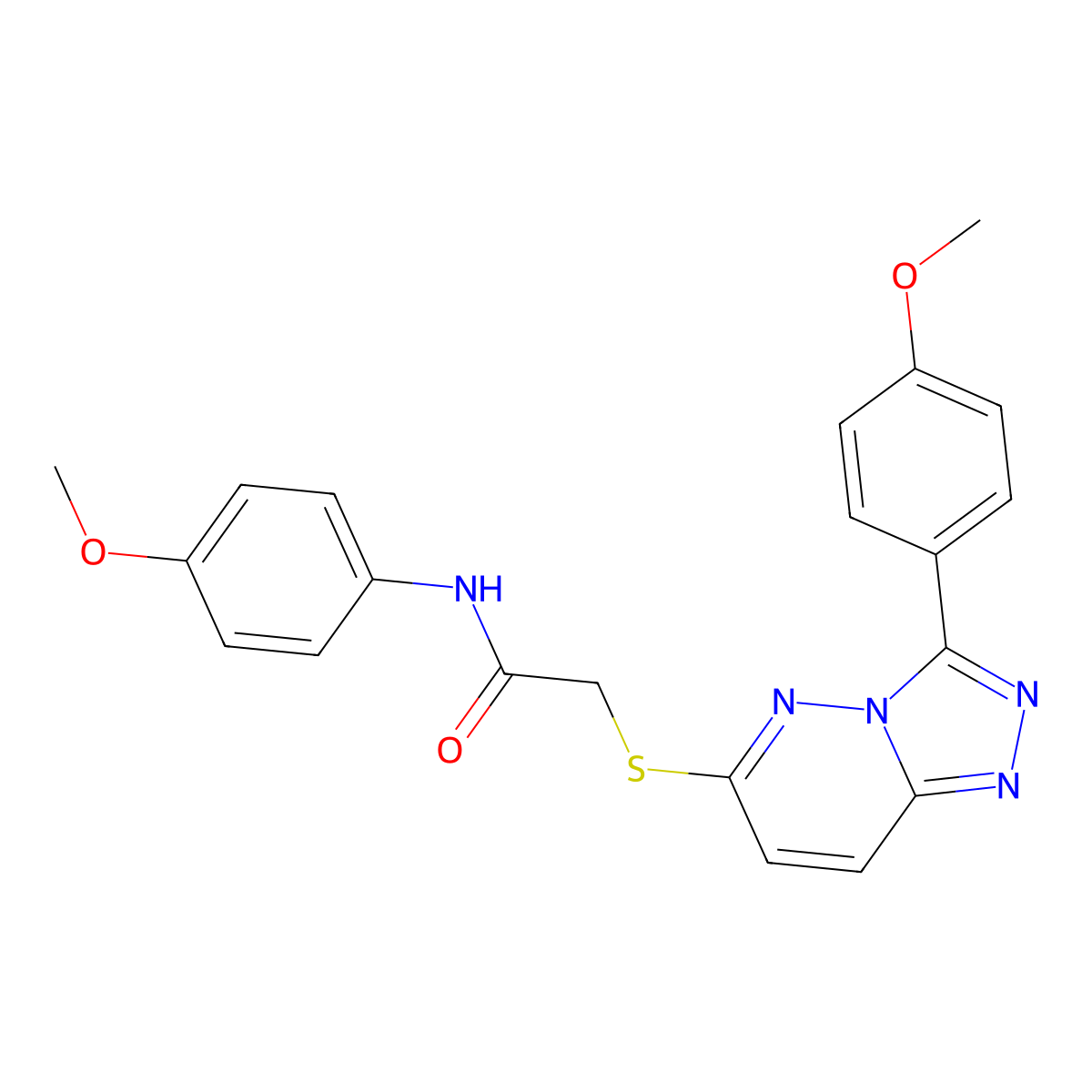 N-(4-methoxyphenyl)-2-((3-(4-methoxyphenyl)-[1,2,4]triazolo[4,3-b]pyridazin-6-yl)thio)acetamide molecular structure, CAS 852376-43-3