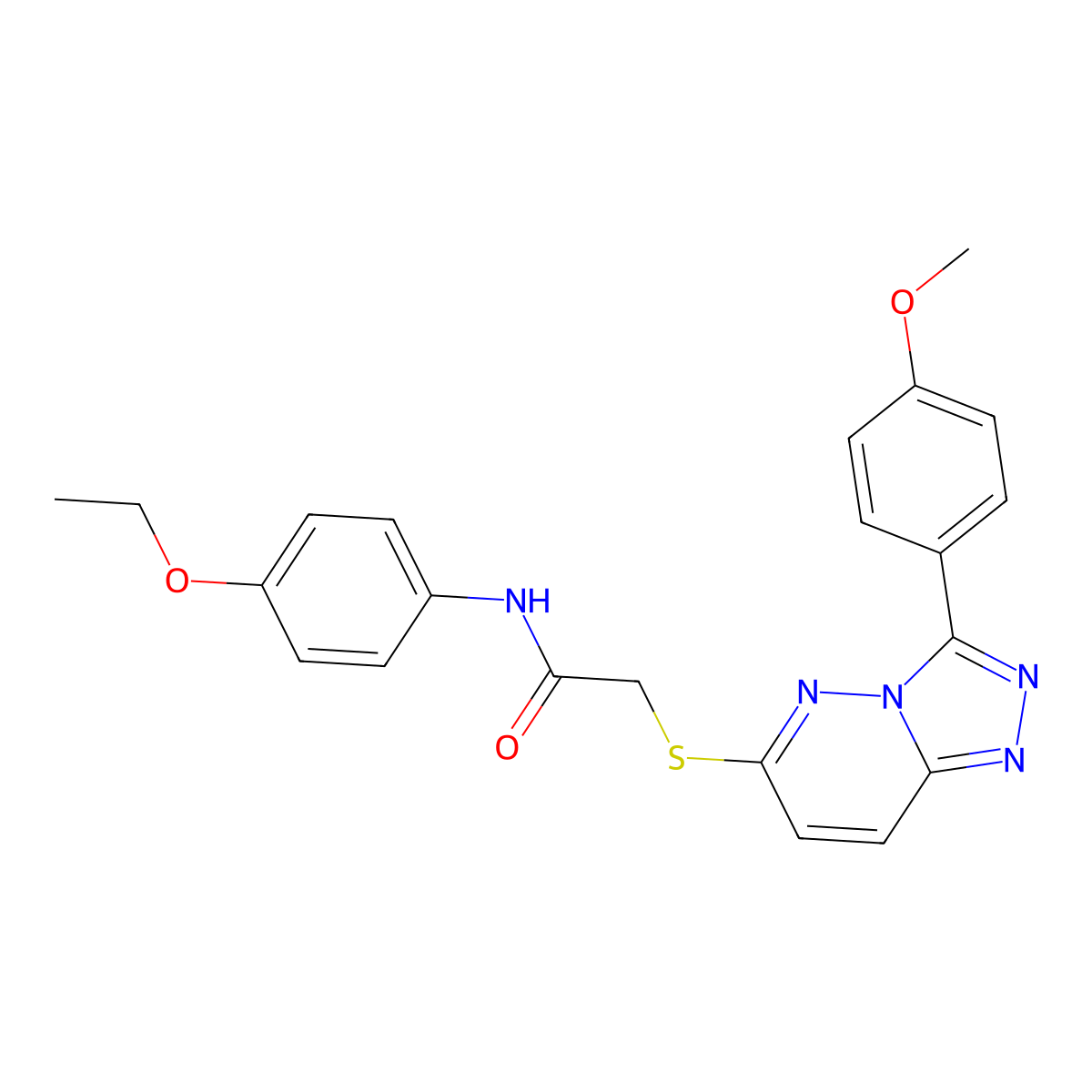 N-(4-ethoxyphenyl)-2-((3-(4-methoxyphenyl)-[1,2,4]triazolo[4,3-b]pyridazin-6-yl)thio)acetamide molecular structure, CAS 852376-45-5