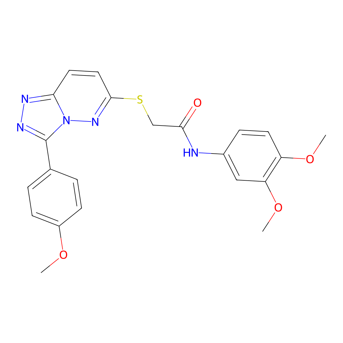 N-(3,4-dimethoxyphenyl)-2-((3-(4-methoxyphenyl)-[1,2,4]triazolo[4,3-b]pyridazin-6-yl)thio)acetamide molecular structure, CAS 852376-48-8