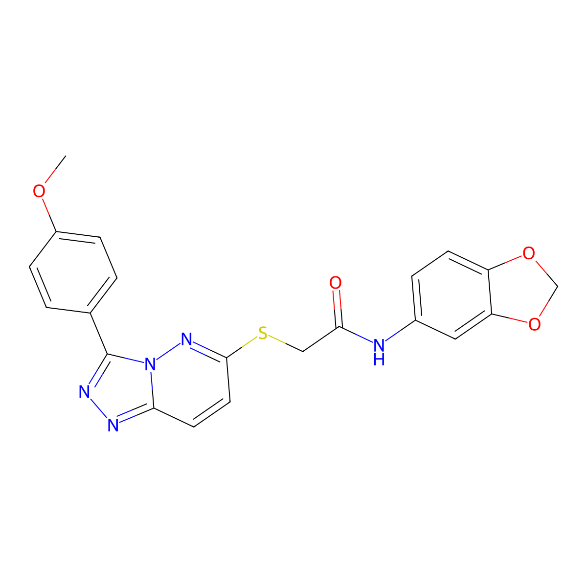 N-(benzo[d][1,3]dioxol-5-yl)-2-((3-(4-methoxyphenyl)-[1,2,4]triazolo[4,3-b]pyridazin-6-yl)thio)acetamide molecular structure, CAS 852376-49-9