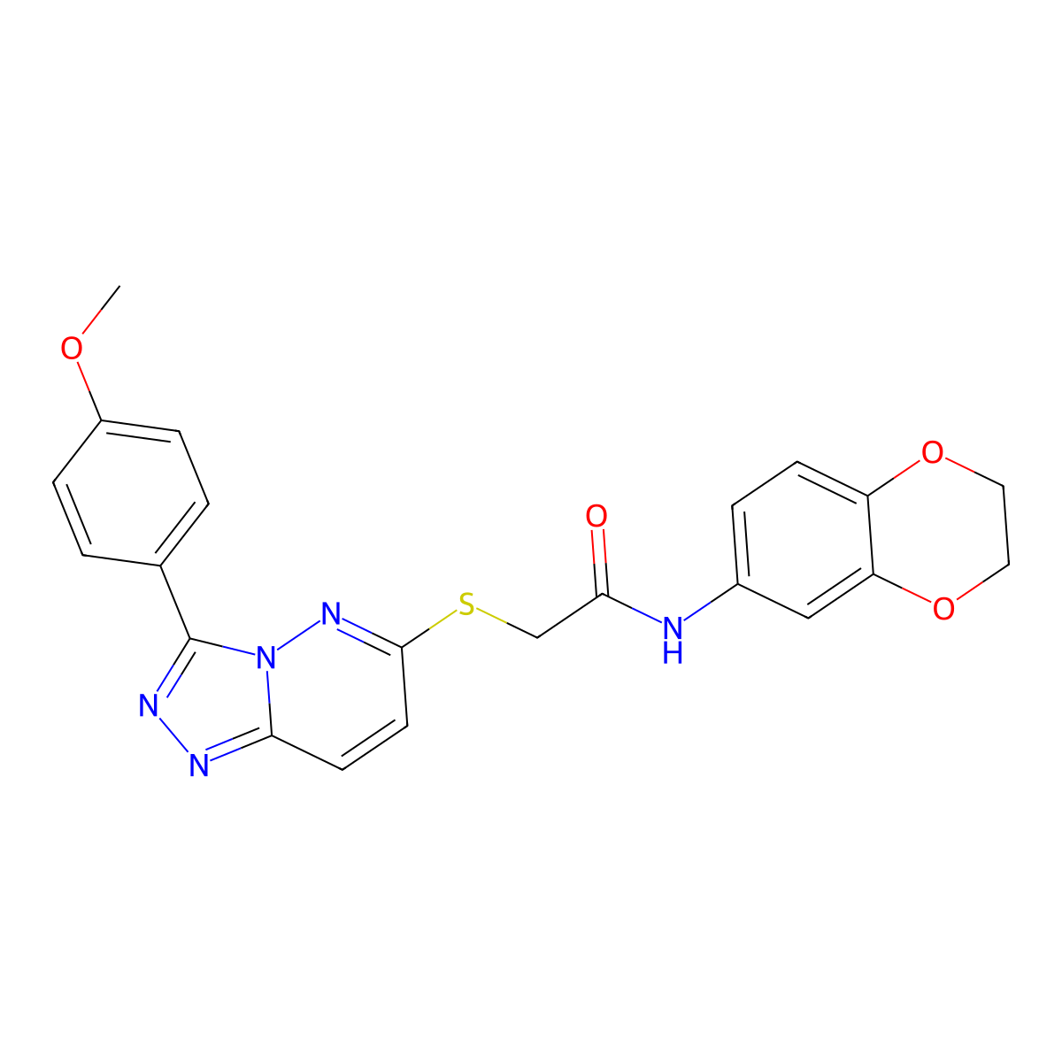N-(2,3-dihydrobenzo[b][1,4]dioxin-6-yl)-2-((3-(4-methoxyphenyl)-[1,2,4]triazolo[4,3-b]pyridazin-6-yl)thio)acetamide molecular structure, CAS 852376-50-2