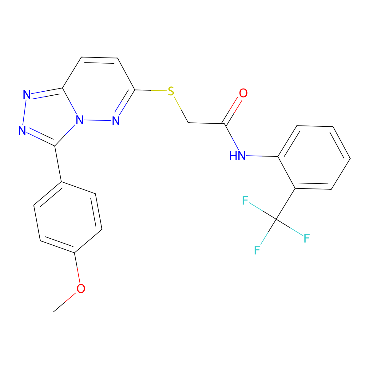 2-((3-(4-methoxyphenyl)-[1,2,4]triazolo[4,3-b]pyridazin-6-yl)thio)-N-(2-(trifluoromethyl)phenyl)acetamide molecular structure, CAS 852376-51-3