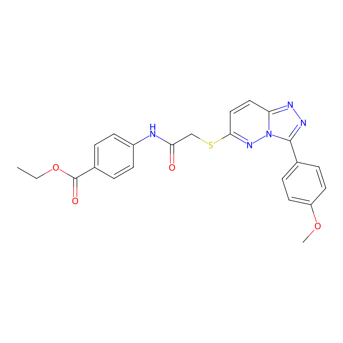 Ethyl 4-(2-((3-(4-methoxyphenyl)-[1,2,4]triazolo[4,3-b]pyridazin-6-yl)thio)acetamido)benzoate molecular structure, CAS 852376-55-7