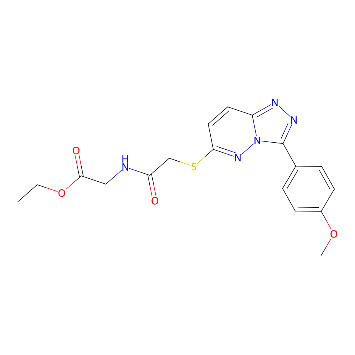 Ethyl 2-(2-((3-(4-methoxyphenyl)-[1,2,4]triazolo[4,3-b]pyridazin-6-yl)thio)acetamido)acetate molecular structure, CAS 852376-62-6