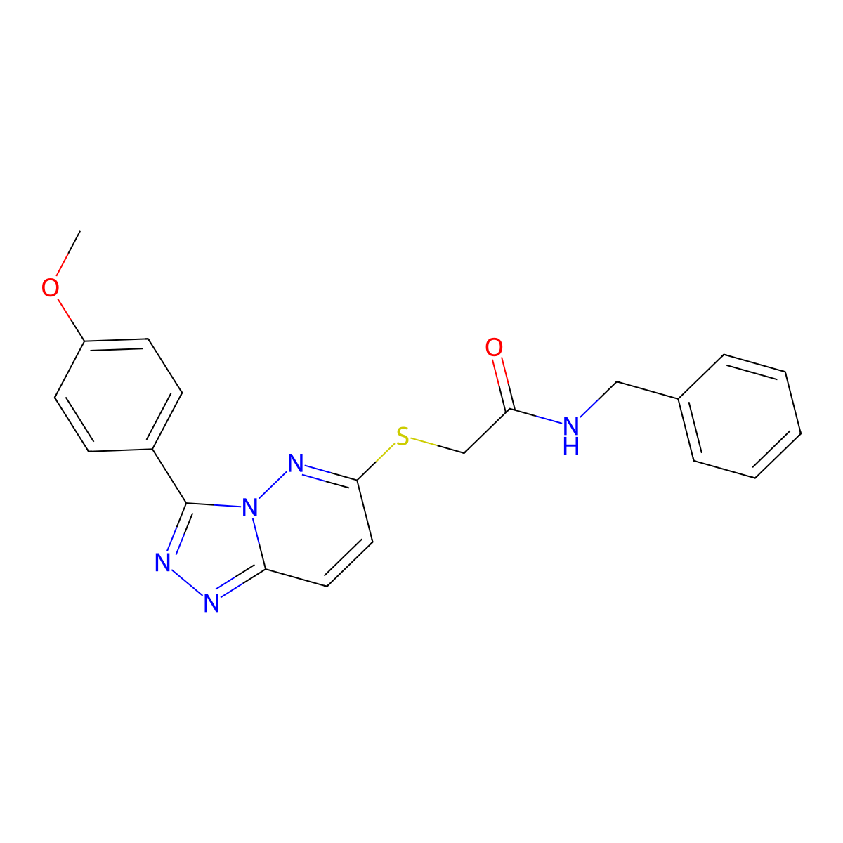 N-benzyl-2-((3-(4-methoxyphenyl)-[1,2,4]triazolo[4,3-b]pyridazin-6-yl)thio)acetamide molecular structure, CAS 852376-63-7