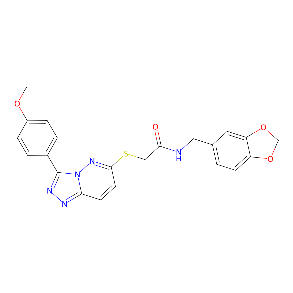 N-(benzo[d][1,3]dioxol-5-ylmethyl)-2-((3-(4-methoxyphenyl)-[1,2,4]triazolo[4,3-b]pyridazin-6-yl)thio)acetamide molecular structure, CAS 852376-65-9