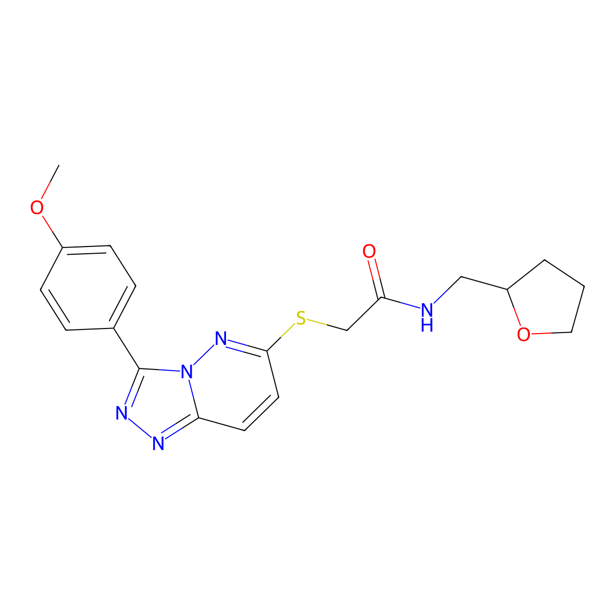 2-{[3-(4-methoxyphenyl)[1,2,4]triazolo[4,3-b]pyridazin-6-yl]thio}-N-(tetrahydrofuran-2-ylmethyl)acetamide molecular structure, CAS 852376-68-2
