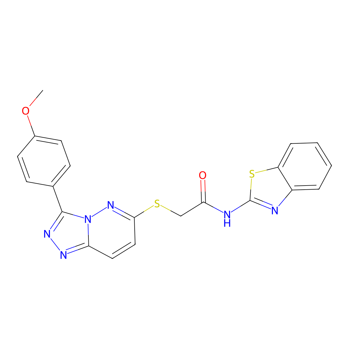 N-(benzo[d]thiazol-2-yl)-2-((3-(4-methoxyphenyl)-[1,2,4]triazolo[4,3-b]pyridazin-6-yl)thio)acetamide molecular structure, CAS 852376-70-6