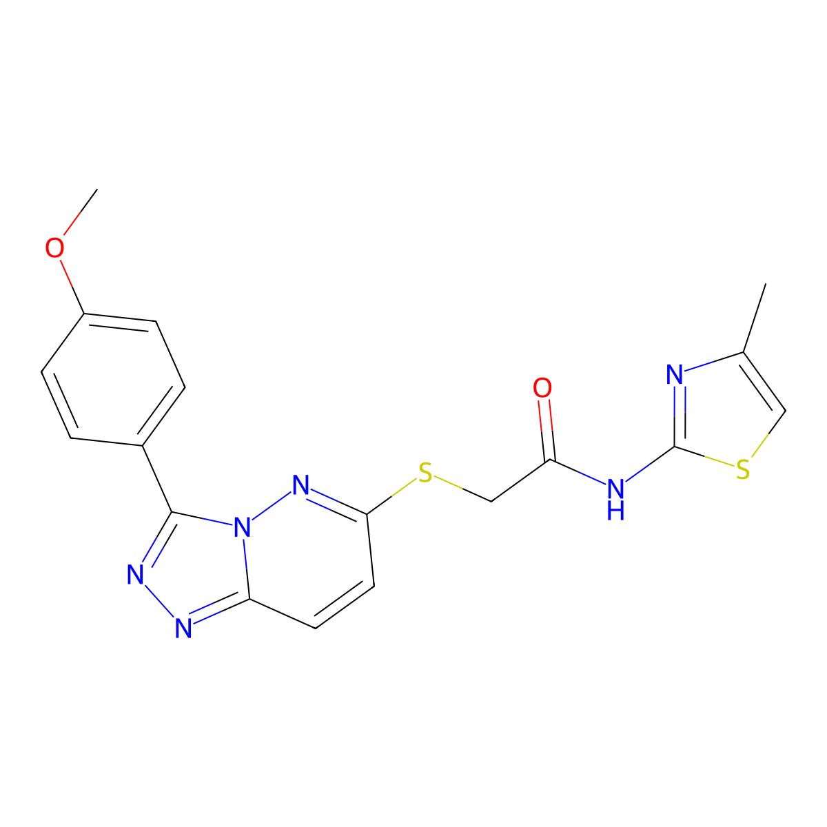 2-{[3-(4-methoxyphenyl)-[1,2,4]triazolo[4,3-b]pyridazin-6-yl]sulfanyl}-N-(4-methyl-1,3-thiazol-2-yl)acetamide molecular structure, CAS 852376-73-9