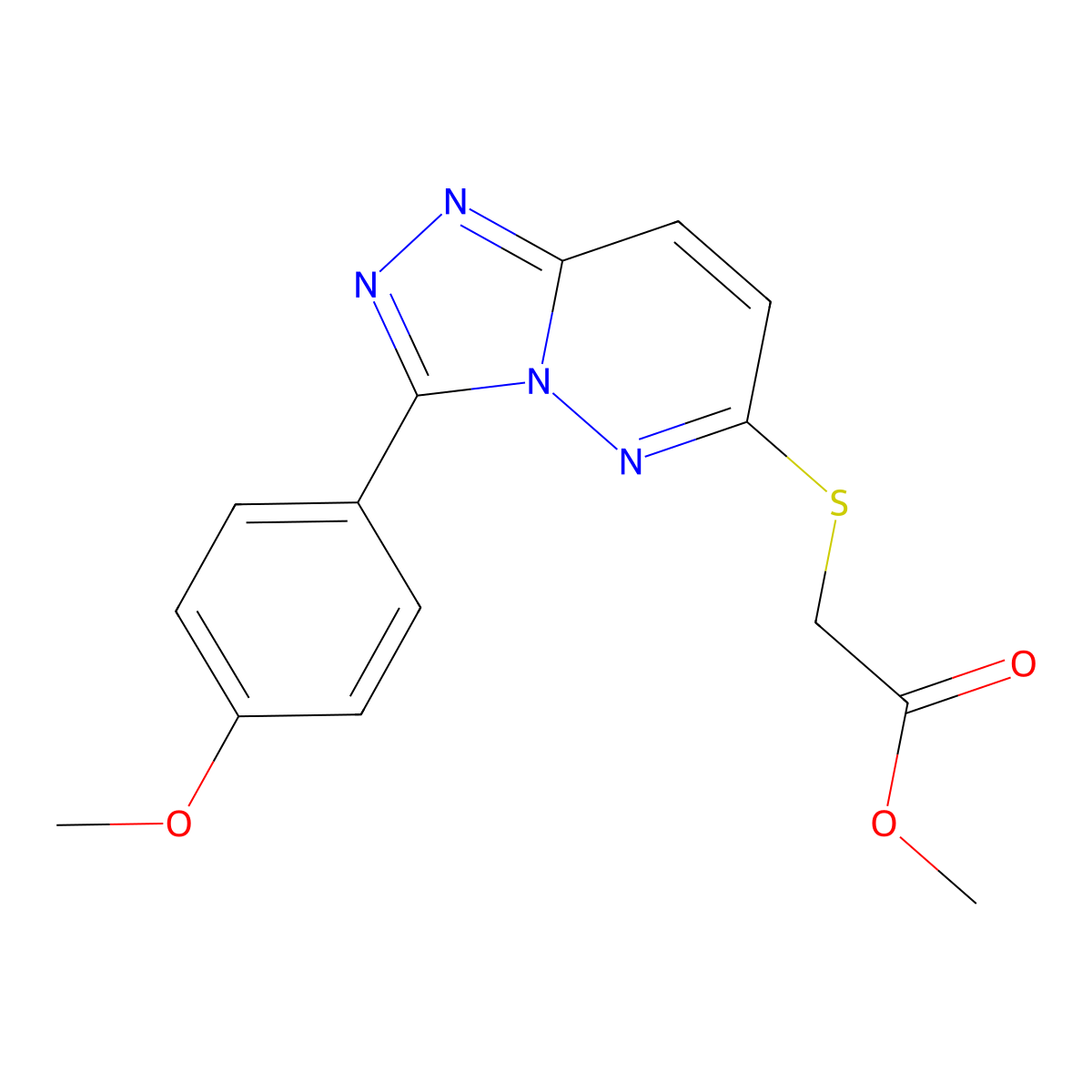 Methyl 2-((3-(4-methoxyphenyl)-[1,2,4]triazolo[4,3-b]pyridazin-6-yl)thio)acetate molecular structure, CAS 852376-84-2