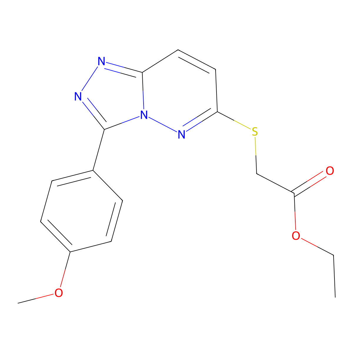 Ethyl 2-((3-(4-methoxyphenyl)-[1,2,4]triazolo[4,3-b]pyridazin-6-yl)thio)acetate molecular structure, CAS 852376-85-3