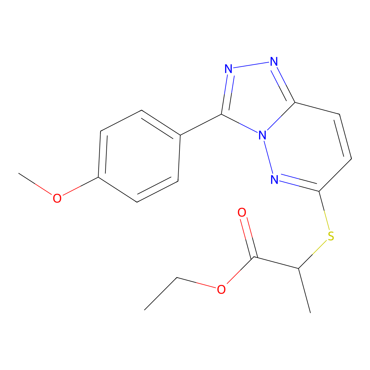 Ethyl 2-((3-(4-methoxyphenyl)-[1,2,4]triazolo[4,3-b]pyridazin-6-yl)thio)propanoate molecular structure, CAS 852376-86-4