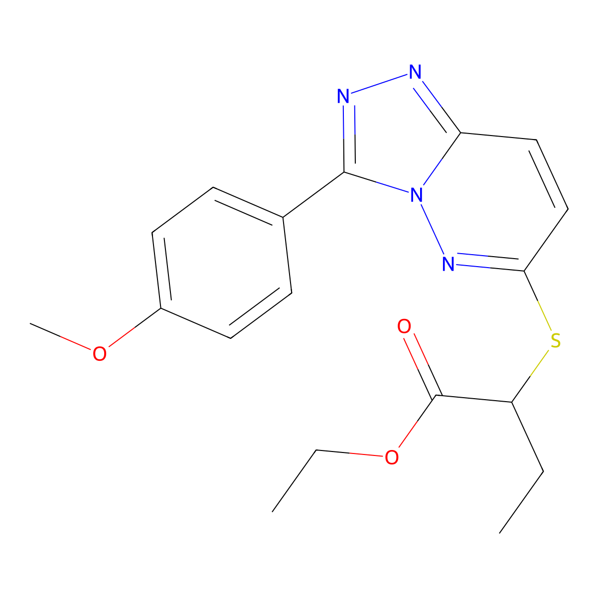 Ethyl 2-((3-(4-methoxyphenyl)-[1,2,4]triazolo[4,3-b]pyridazin-6-yl)thio)butanoate molecular structure, CAS 852376-87-5