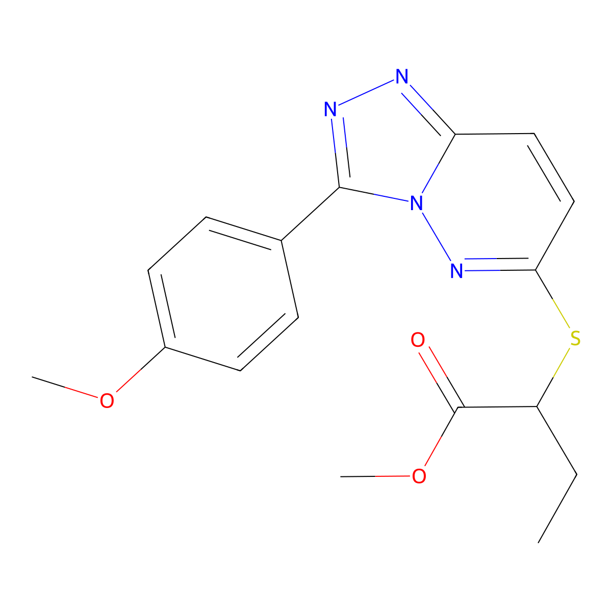 Methyl 2-((3-(4-methoxyphenyl)-[1,2,4]triazolo[4,3-b]pyridazin-6-yl)thio)butanoate molecular structure, CAS 852376-88-6