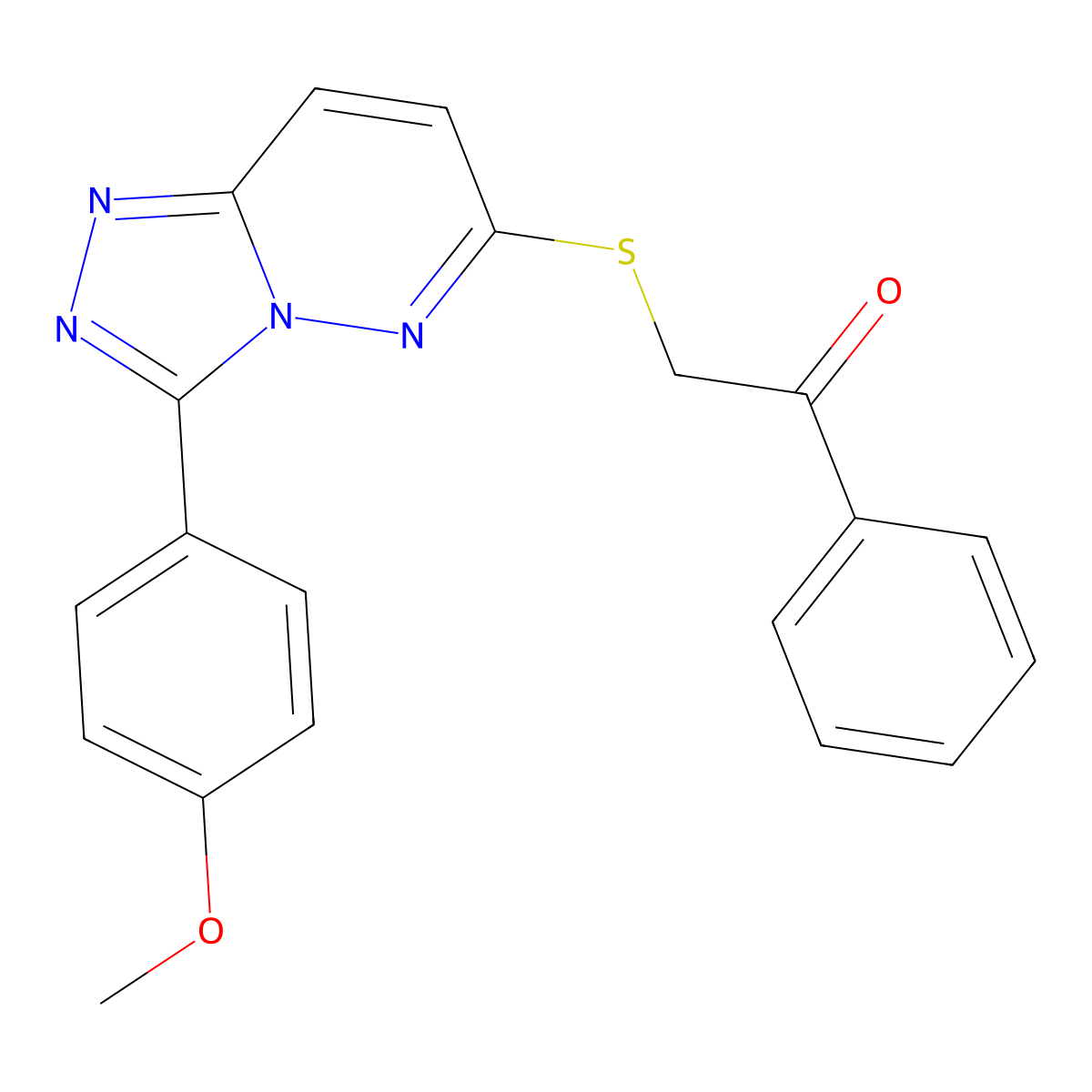 2-((3-(4-Methoxyphenyl)-[1,2,4]triazolo[4,3-b]pyridazin-6-yl)thio)-1-phenylethanone molecular structure, CAS 852376-90-0