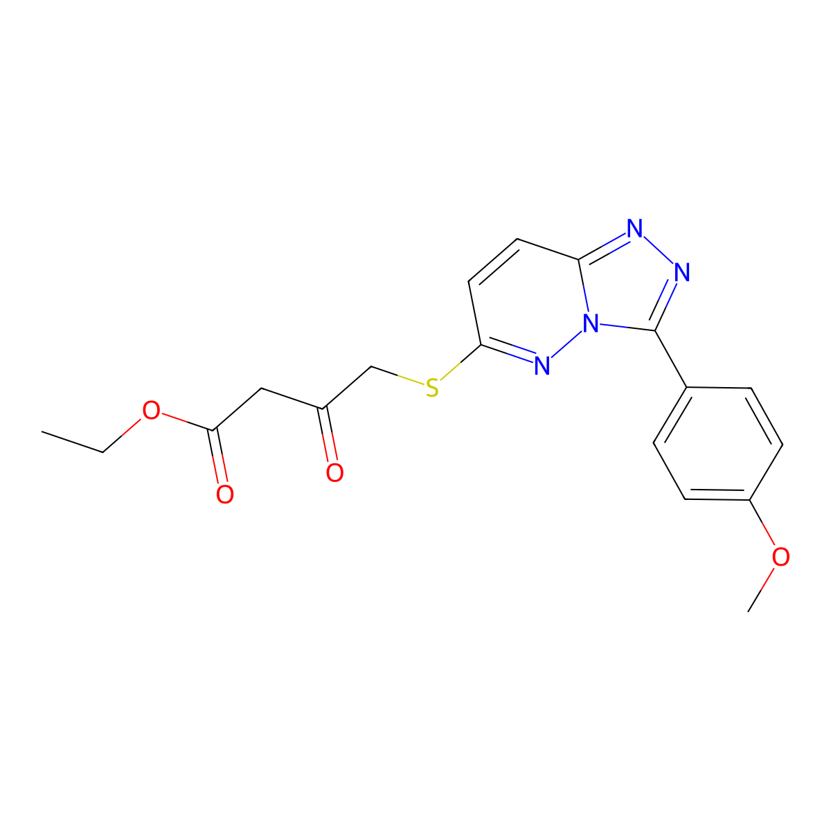 Ethyl 4-((3-(4-methoxyphenyl)-[1,2,4]triazolo[4,3-b]pyridazin-6-yl)thio)-3-oxobutanoate molecular structure, CAS 852376-92-2