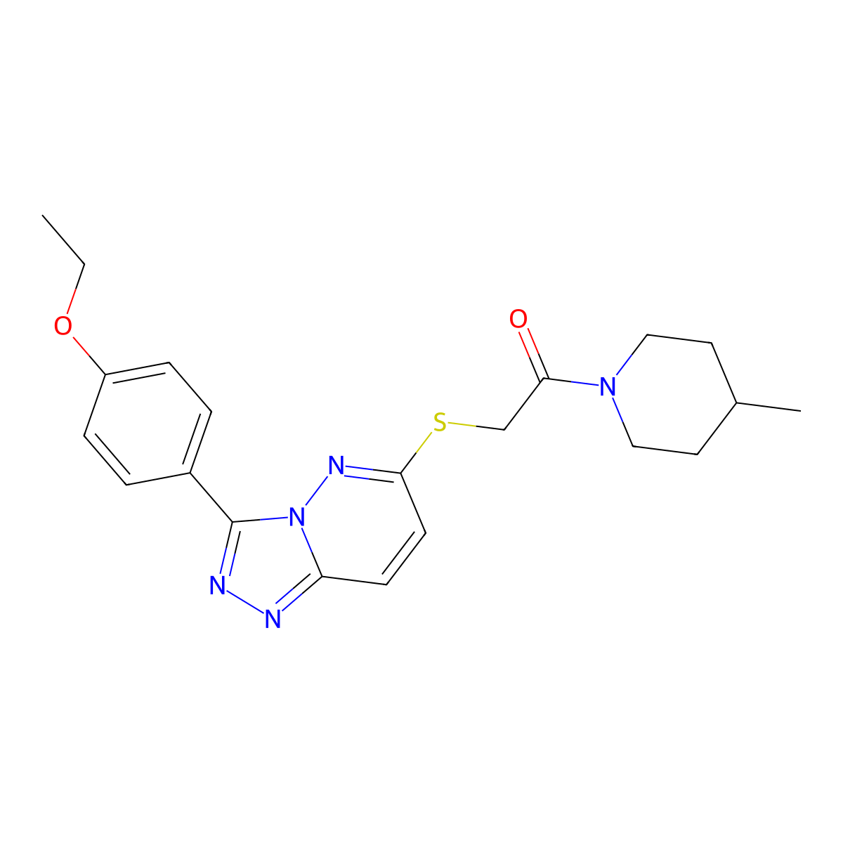 2-((3-(4-Ethoxyphenyl)-[1,2,4]triazolo[4,3-b]pyridazin-6-yl)thio)-1-(4-methylpiperidin-1-yl)ethanone molecular structure, CAS 852376-97-7