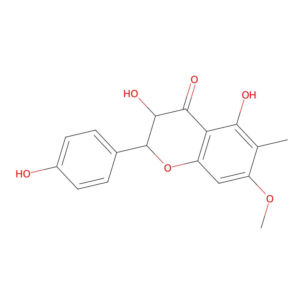 3,5-Dihydroxy-2-(4-hydroxyphenyl)-7-methoxy-6-methyl-2,3-dihydrochromen-4-one molecular structure, CAS 852385-13-8