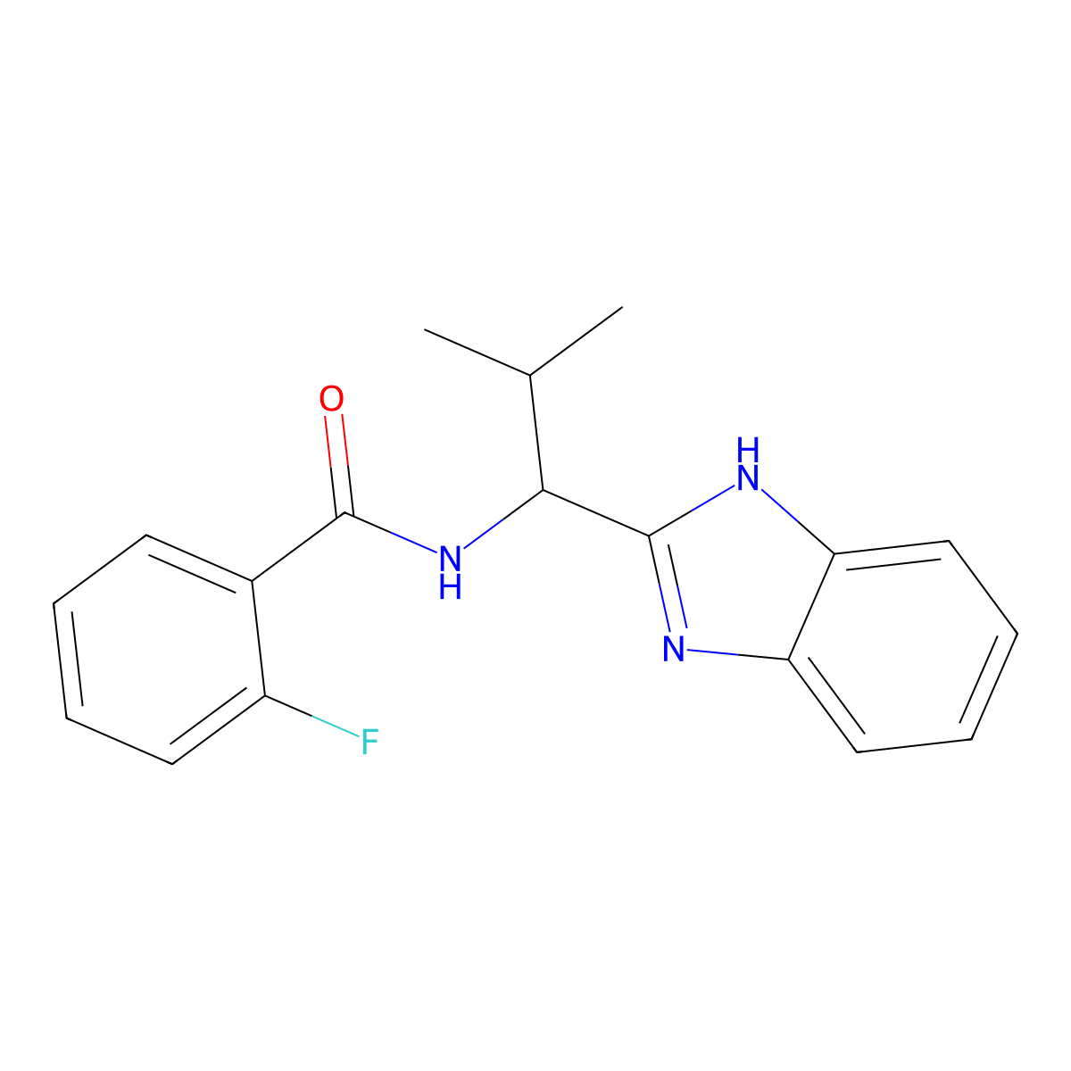 N-[1-(1H-benzimidazol-2-yl)-2-methylpropyl]-2-fluorobenzamide molecular structure, CAS 852386-62-0