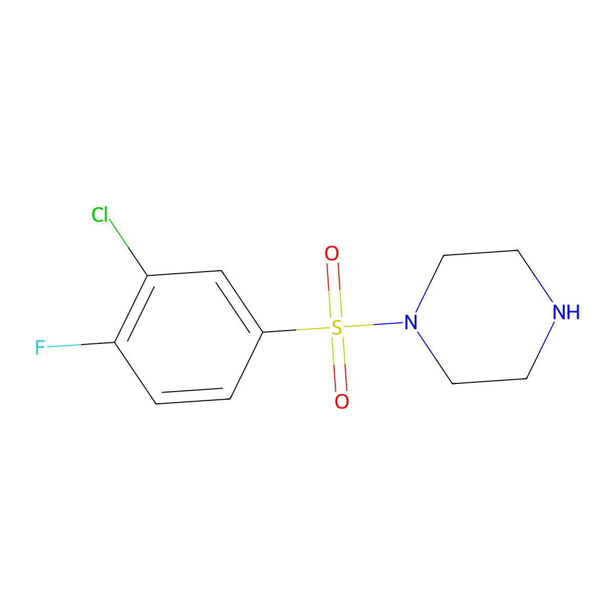 1-[(3-Chloro-4-fluorophenyl)sulfonyl]piperazine molecular structure, CAS 852388-67-1