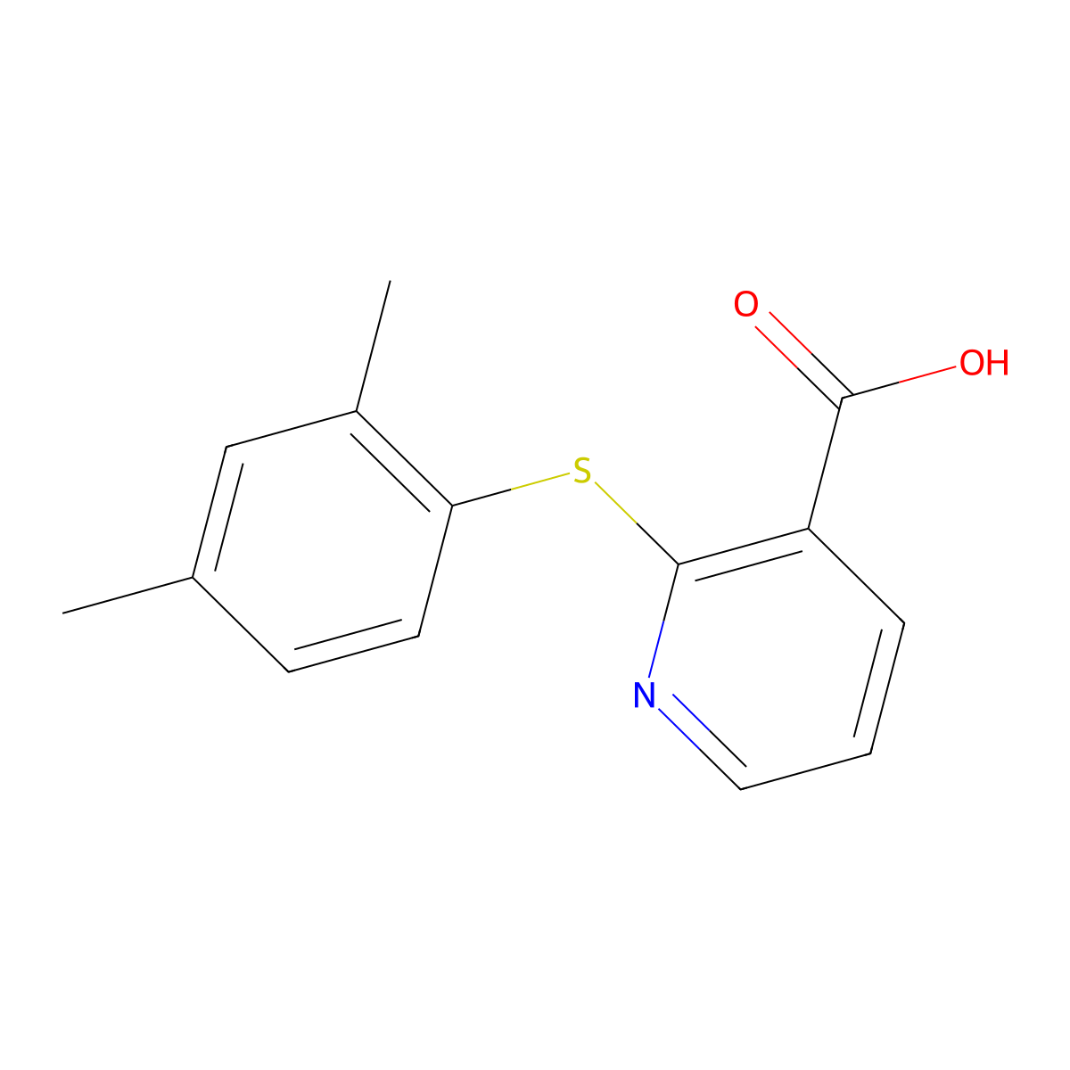 2-((2,4-Dimethylphenyl)sulfanyl)pyridine-3-carboxylic acid molecular structure, CAS 852388-70-6