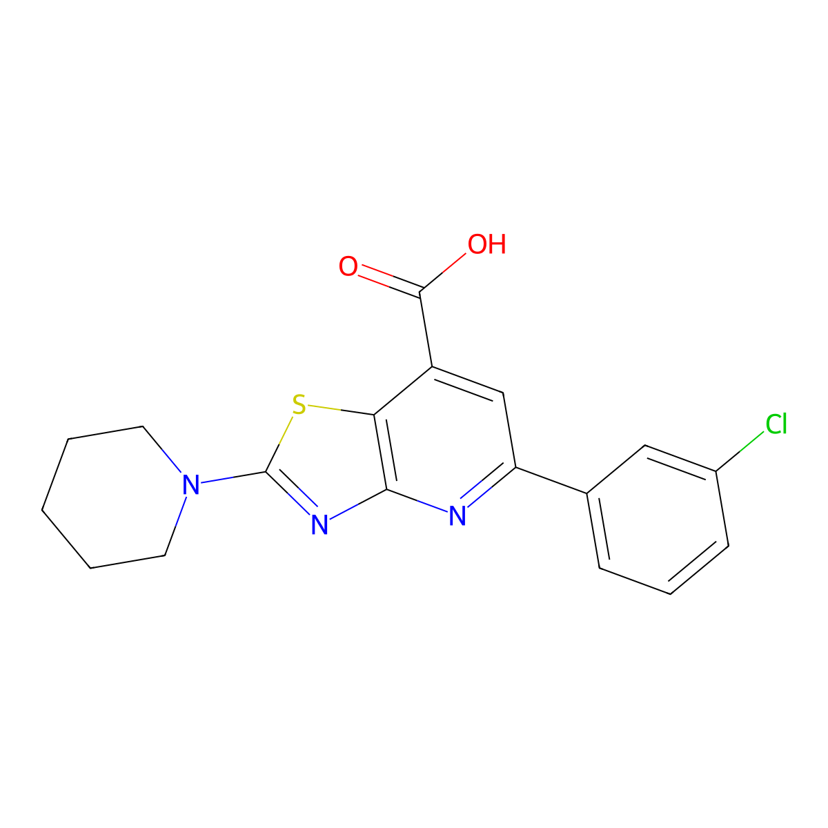 5-(3-Chlorophenyl)-2-(piperidin-1-yl)-[1,3]thiazolo[4,5-b]pyridine-7-carboxylic acid molecular structure, CAS 852388-72-8