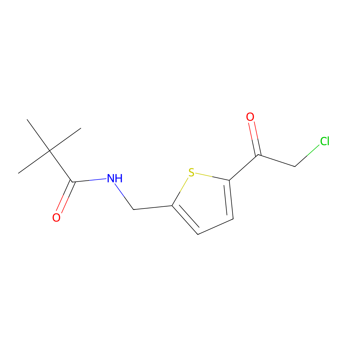 N-((5-(2-chloroacetyl)thiophen-2-yl)methyl)-2,2-dimethylpropanamide molecular structure, CAS 852388-74-0