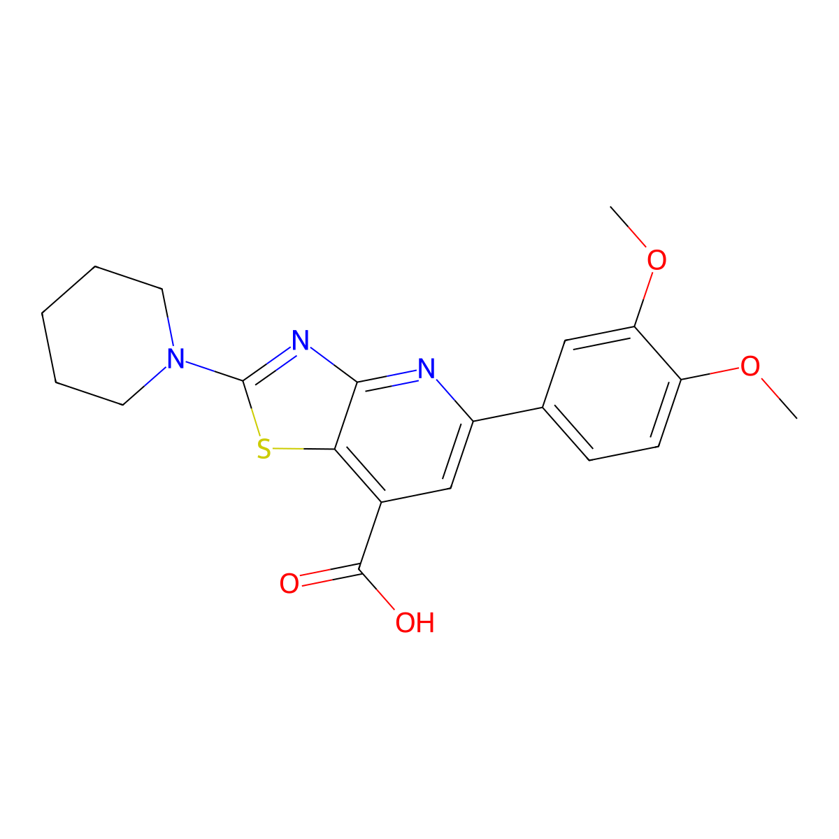 5-(3,4-Dimethoxyphenyl)-2-(piperidin-1-yl)-[1,3]thiazolo[4,5-b]pyridine-7-carboxylic acid molecular structure, CAS 852388-76-2