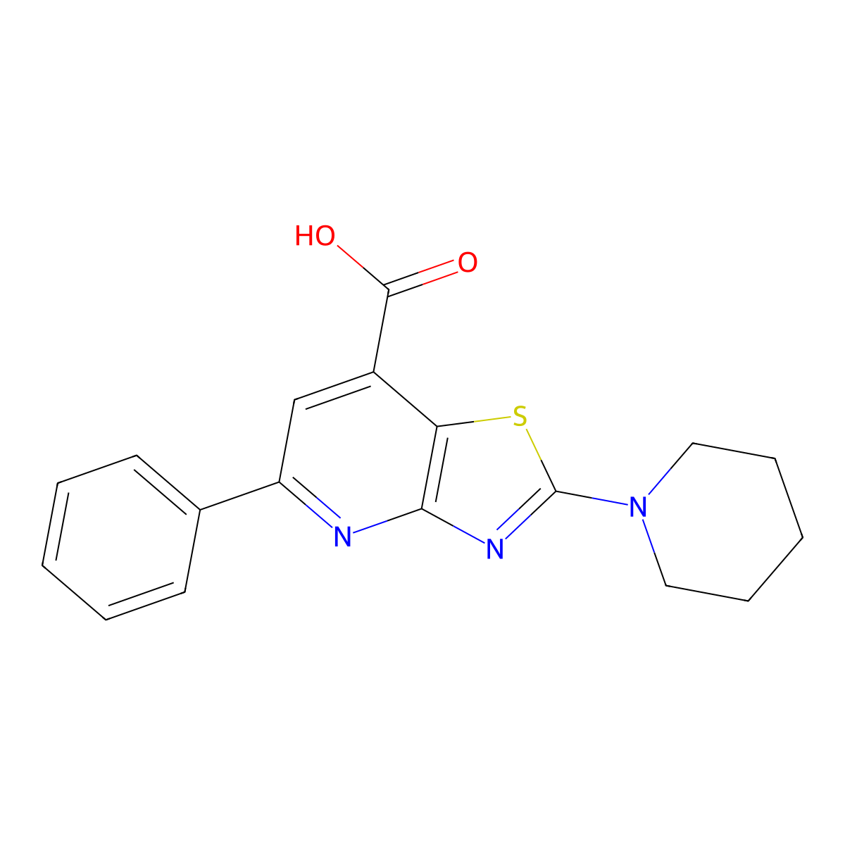 5-Phenyl-2-(piperidin-1-yl)-[1,3]thiazolo[4,5-b]pyridine-7-carboxylic acid molecular structure, CAS 852388-80-8