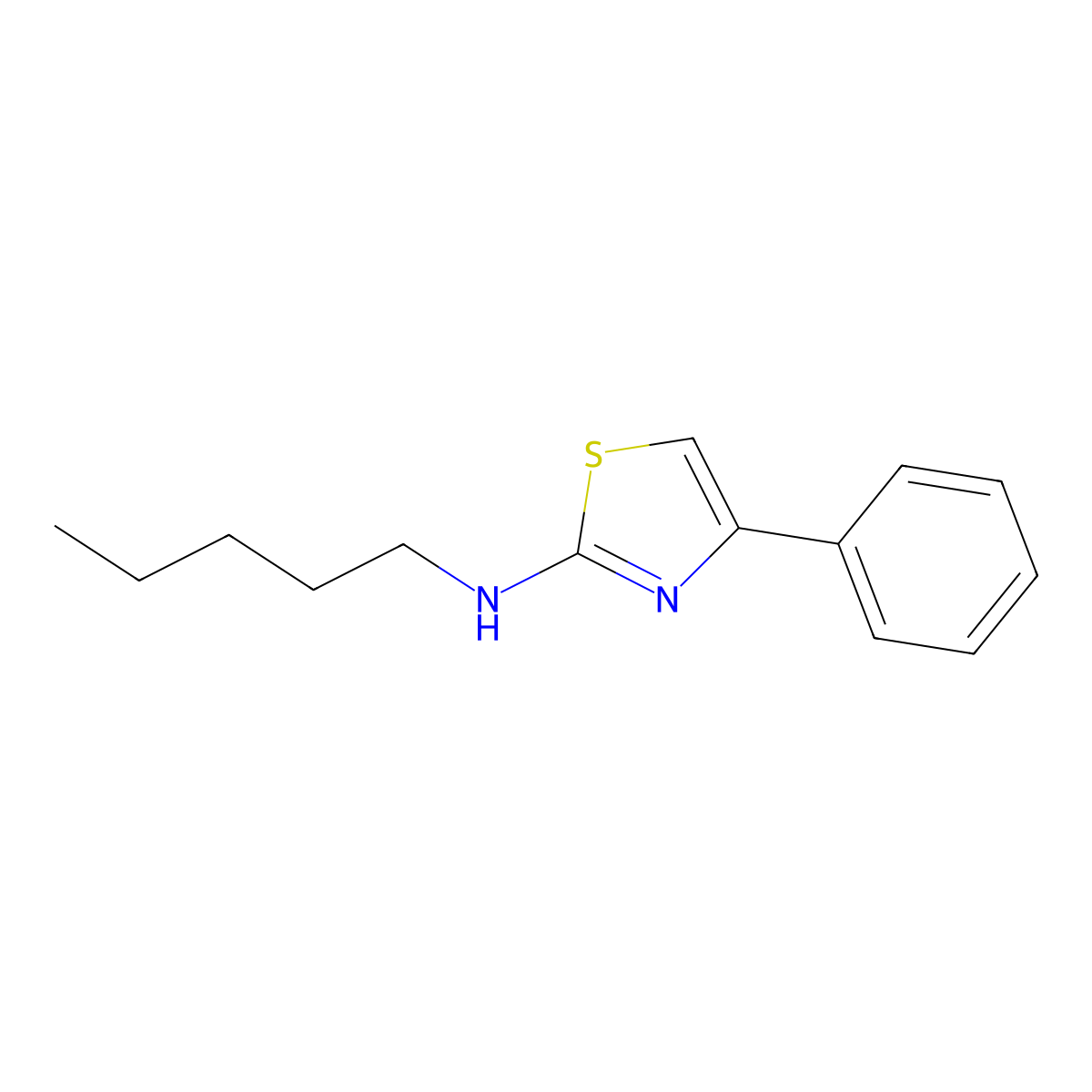 N-pentyl-4-phenyl-1,3-thiazol-2-amine molecular structure, CAS 852388-90-0