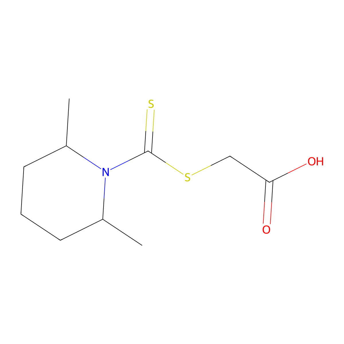2-(2,6-Dimethylpiperidine-1-carbothioylsulfanyl)acetic acid molecular structure, CAS 852388-91-1