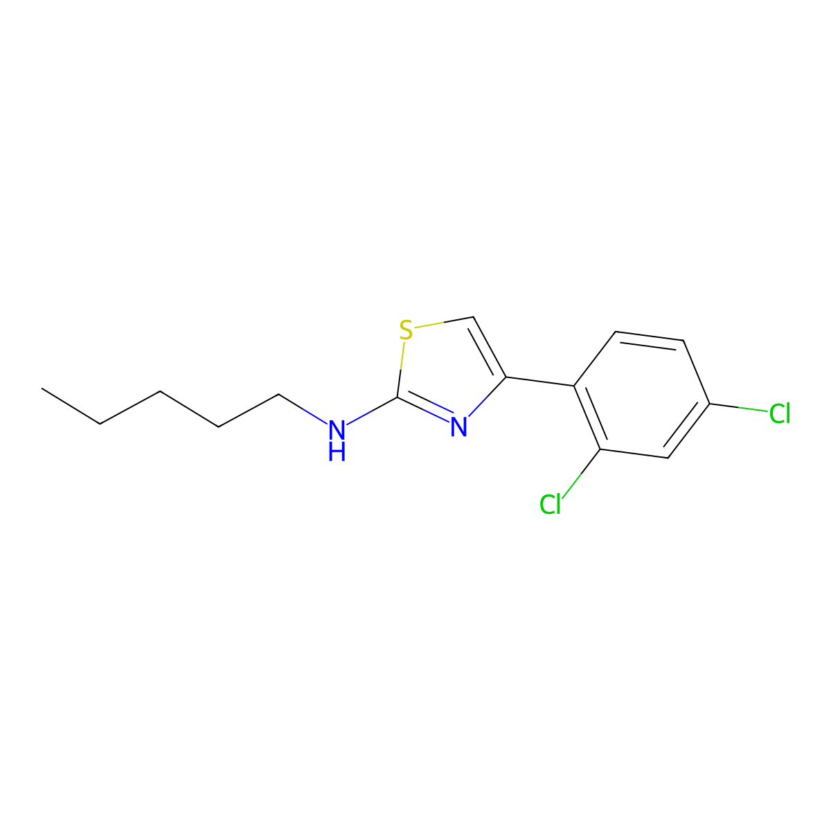 4-(2,4-dichlorophenyl)-N-pentyl-1,3-thiazol-2-amine molecular structure, CAS 852388-93-3