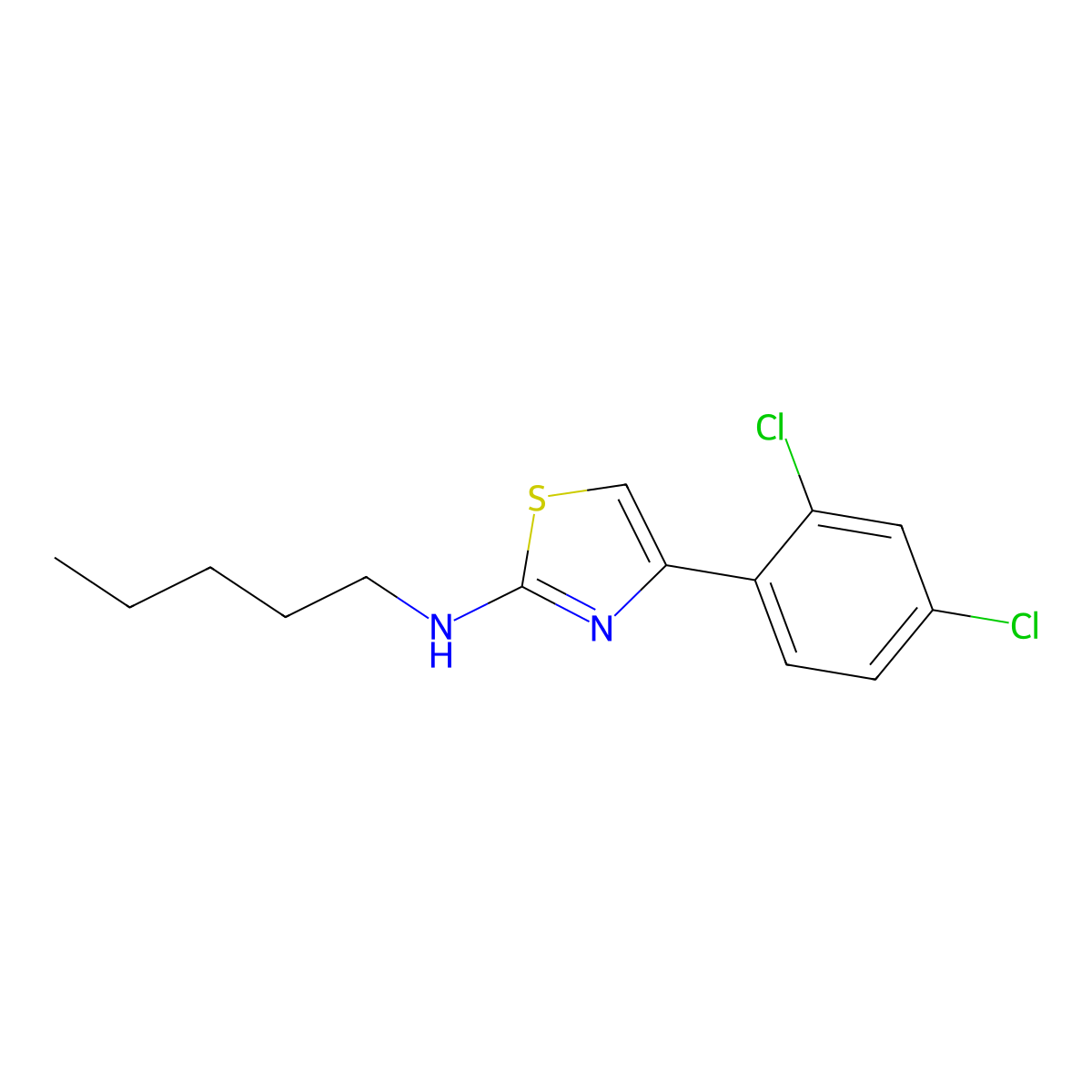 4-(2,4-dichlorophenyl)-N-pentyl-1,3-thiazol-2-amine molecular structure, CAS 852388-93-3
