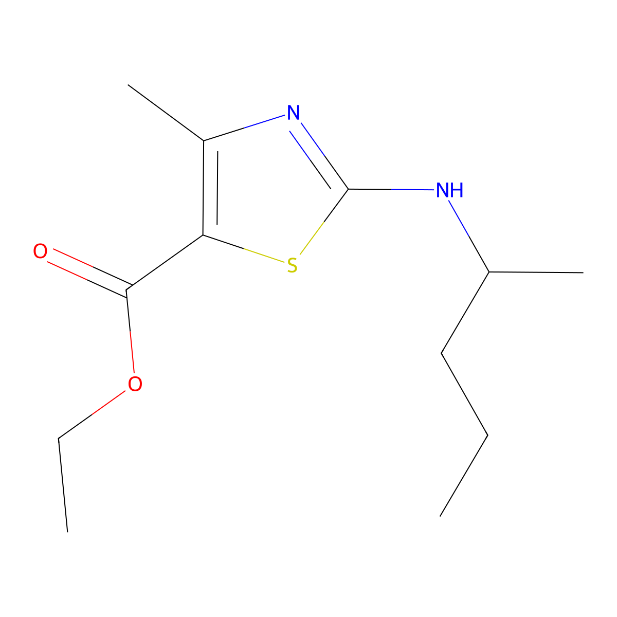 Ethyl 4-methyl-2-[(pentan-2-yl)amino]-1,3-thiazole-5-carboxylate molecular structure, CAS 852389-01-6