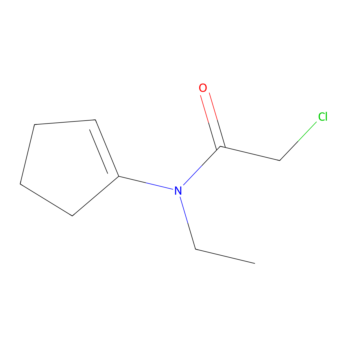 2-chloro-N-(cyclopent-1-en-1-yl)-N-ethylacetamide molecular structure, CAS 852389-05-0