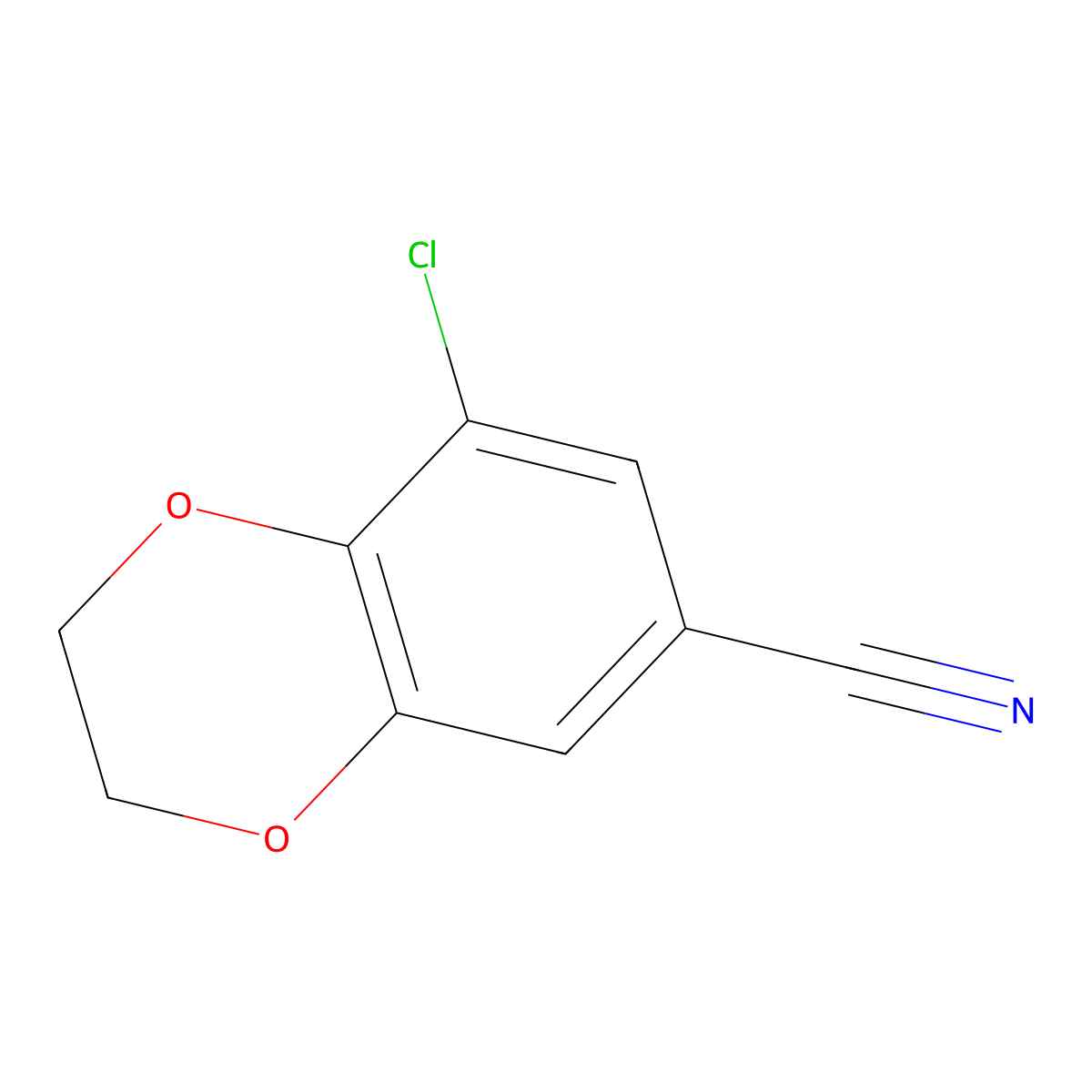 8-Chloro-2,3-dihydro-1,4-benzodioxin-6-carbonitrile molecular structure, CAS 852389-10-7