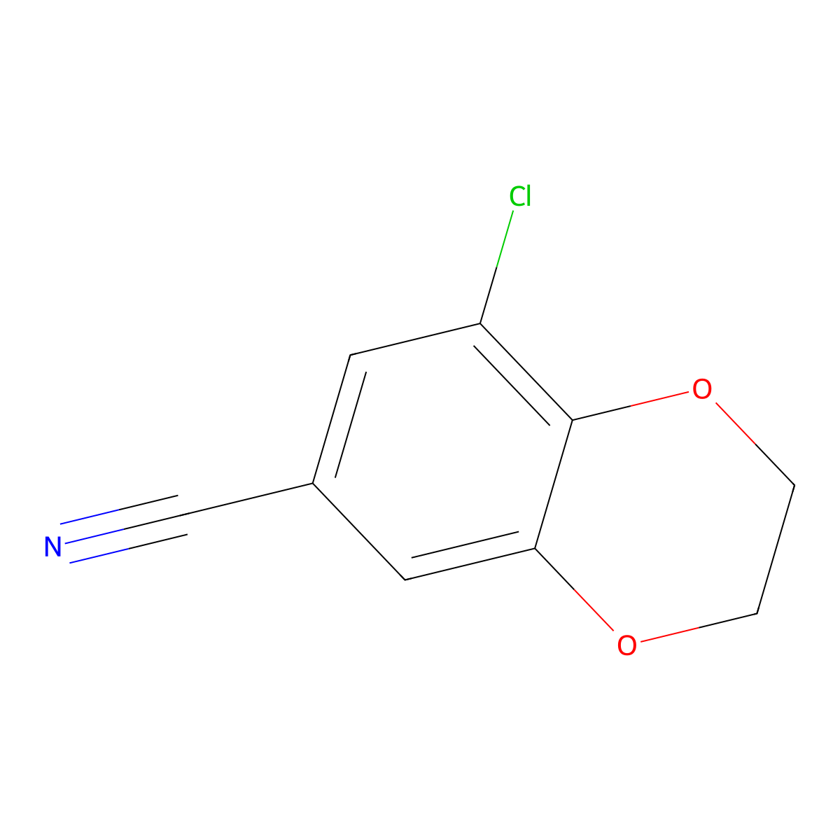 8-Chloro-2,3-dihydro-1,4-benzodioxin-6-carbonitrile molecular structure, CAS 852389-10-7