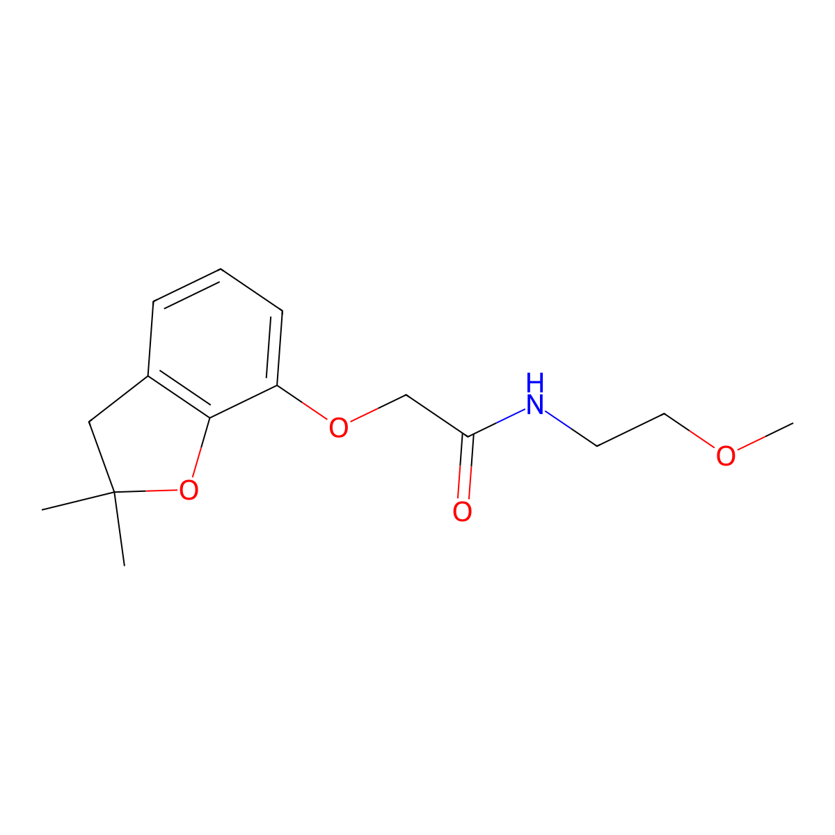 2-((2,2-dimethyl-2,3-dihydrobenzofuran-7-yl)oxy)-N-(2-methoxyethyl)acetamide molecular structure, CAS 852389-44-7
