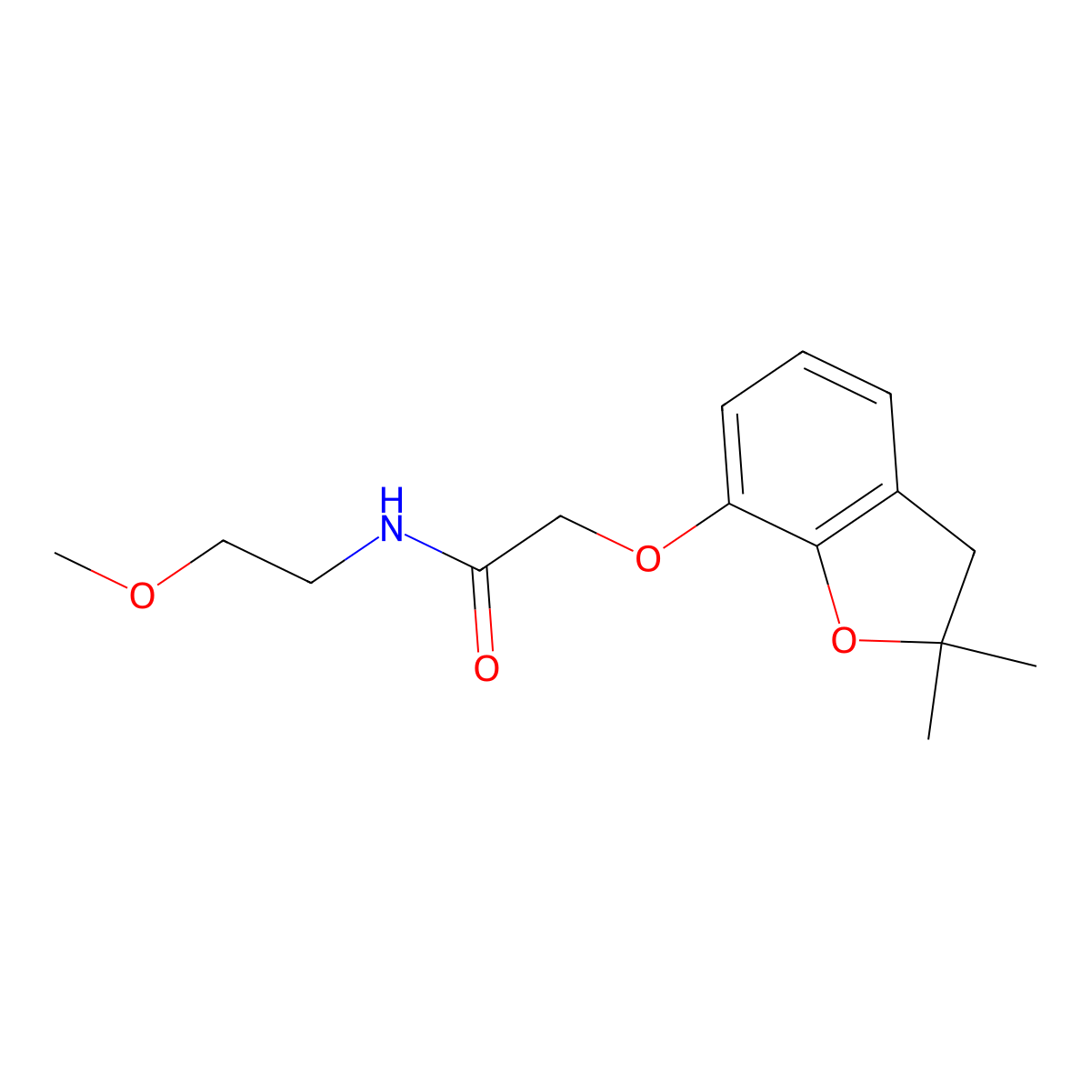 2-((2,2-dimethyl-2,3-dihydrobenzofuran-7-yl)oxy)-N-(2-methoxyethyl)acetamide molecular structure, CAS 852389-44-7
