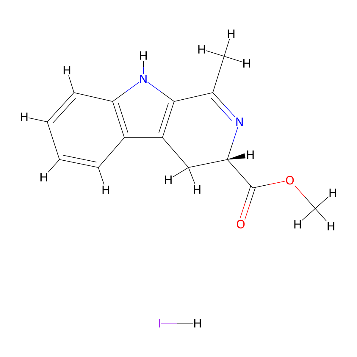 (S)-Methyl 1-methyl-4,9-dihydro-3H-pyrido[3,4-b]indole-3-carboxylate hydroiodide molecular structure, CAS 85239-46-9