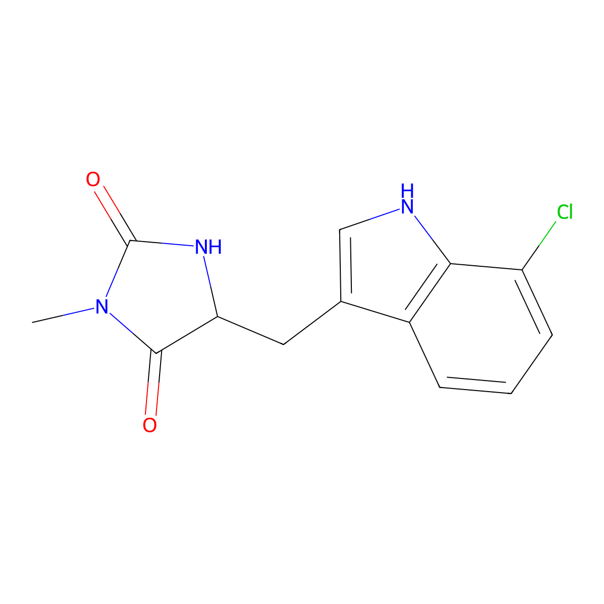 (5R)-5-[(7-Chloro-1H-indol-3-yl)methyl]-3-methylimidazolidine-2,4-dione molecular structure, CAS 852391-19-6