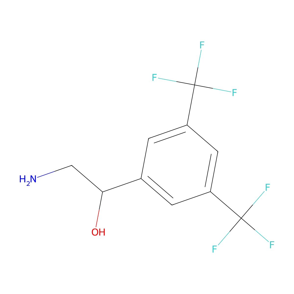 2-Amino-1-[3,5-bis(trifluoromethyl)phenyl]ethanol molecular structure, CAS 852392-17-7
