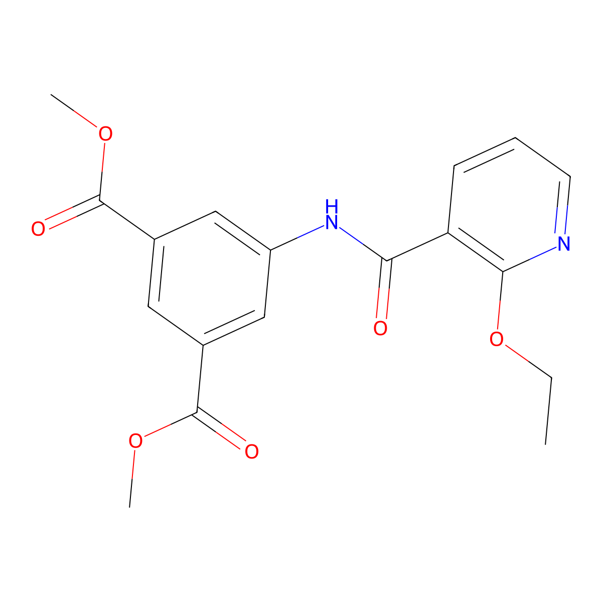 Dimethyl 5-{[(2-ethoxy-3-pyridinyl)carbonyl]amino}isophthalate molecular structure, CAS 852398-46-0