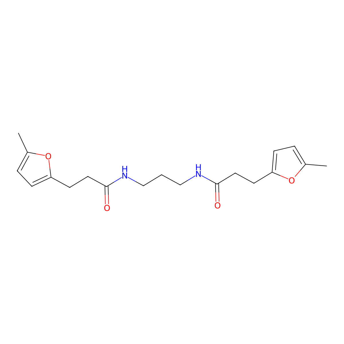 3-(5-methylfuran-2-yl)-N-{3-[3-(5-methylfuran-2-yl)propanamido]propyl}propanamide molecular structure, CAS 852399-25-8