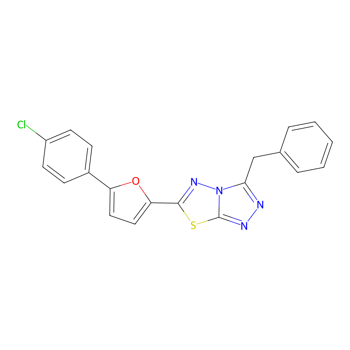 3-Benzyl-6-[5-(4-chlorophenyl)furan-2-yl]-[1,2,4]triazolo[3,4-b][1,3,4]thiadiazole molecular structure, CAS 852399-33-8