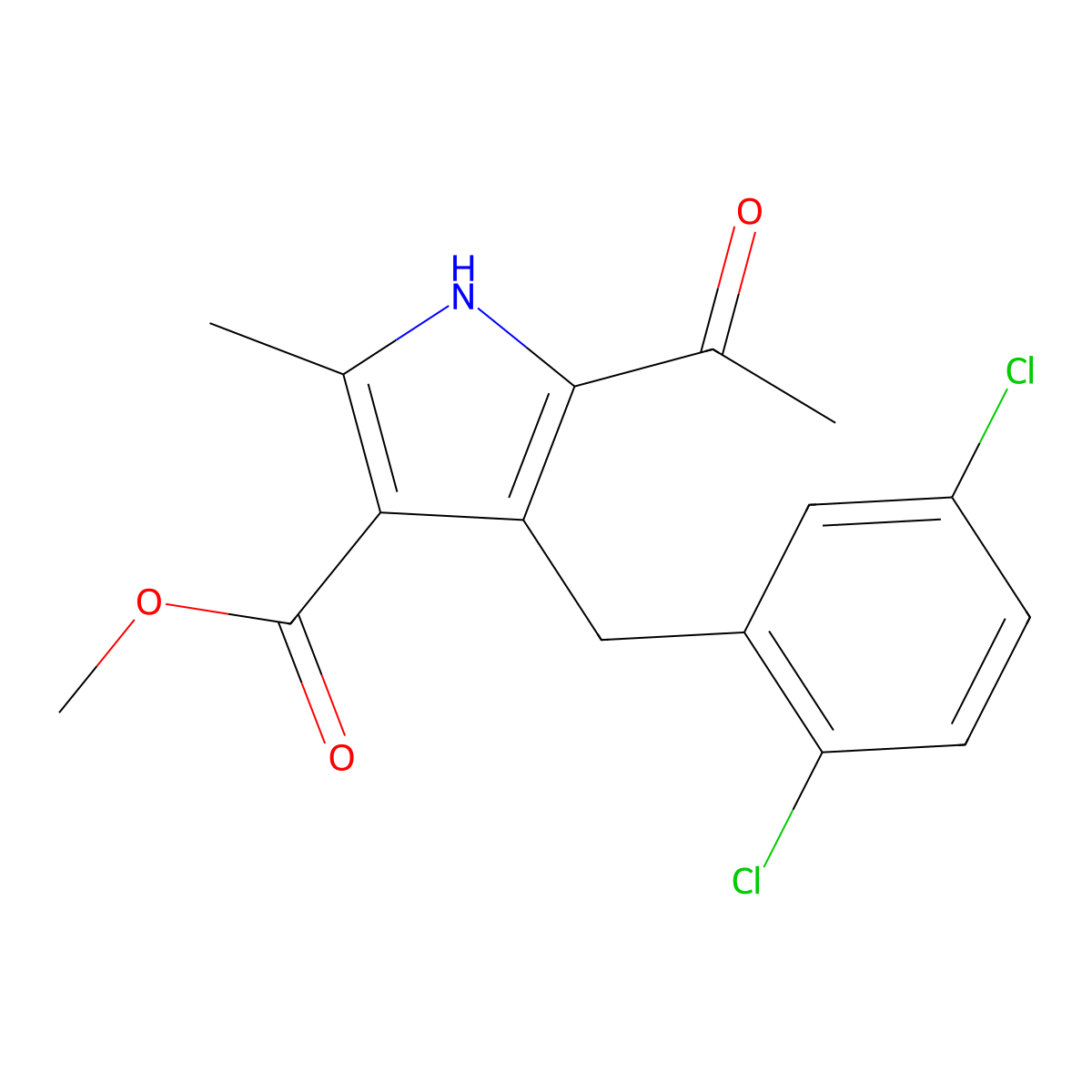 methyl 5-acetyl-4-[(2,5-dichlorophenyl)methyl]-2-methyl-1H-pyrrole-3-carboxylate molecular structure, CAS 852399-38-3