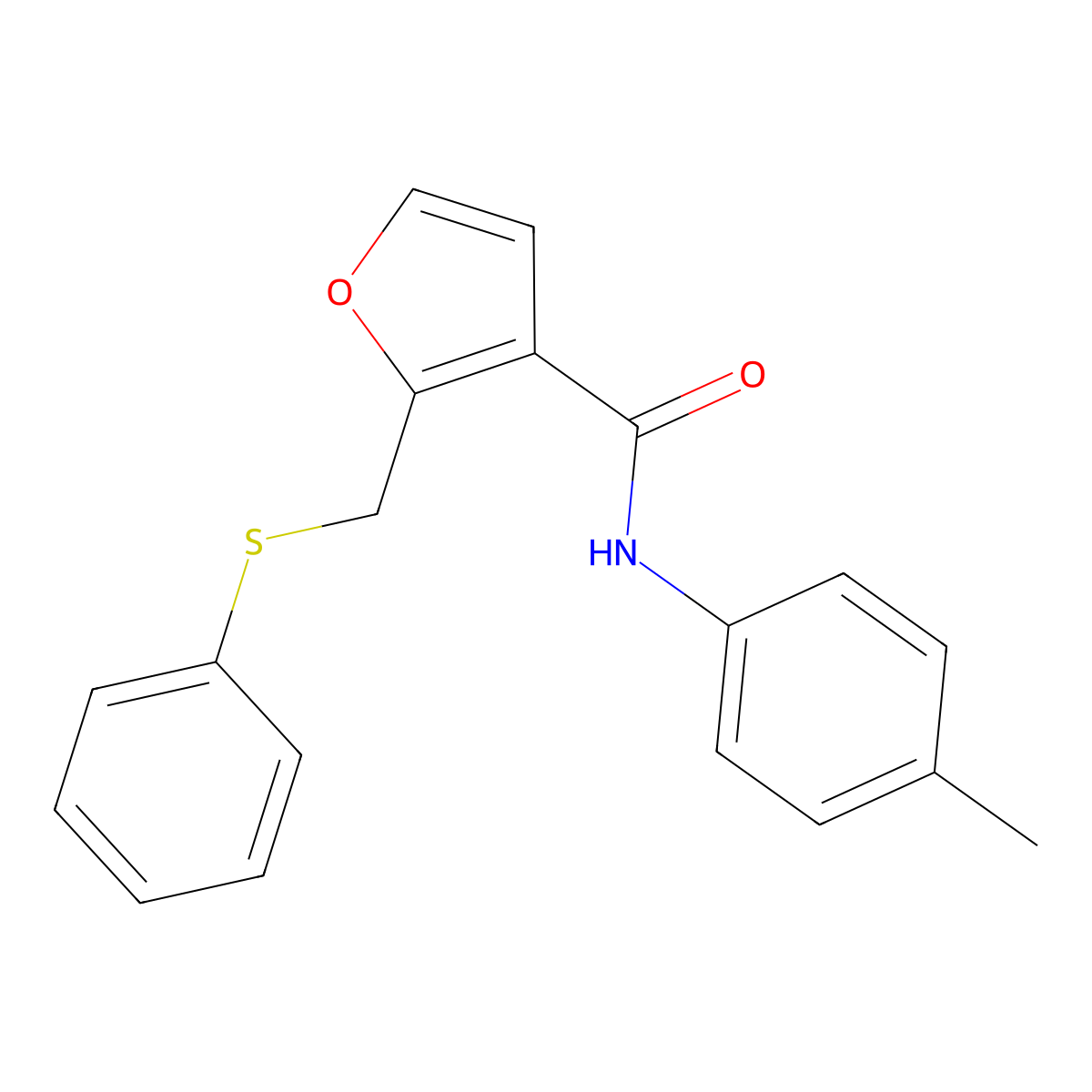 N-(4-methylphenyl)-2-[(phenylsulfanyl)methyl]furan-3-carboxamide molecular structure, CAS 852399-50-9