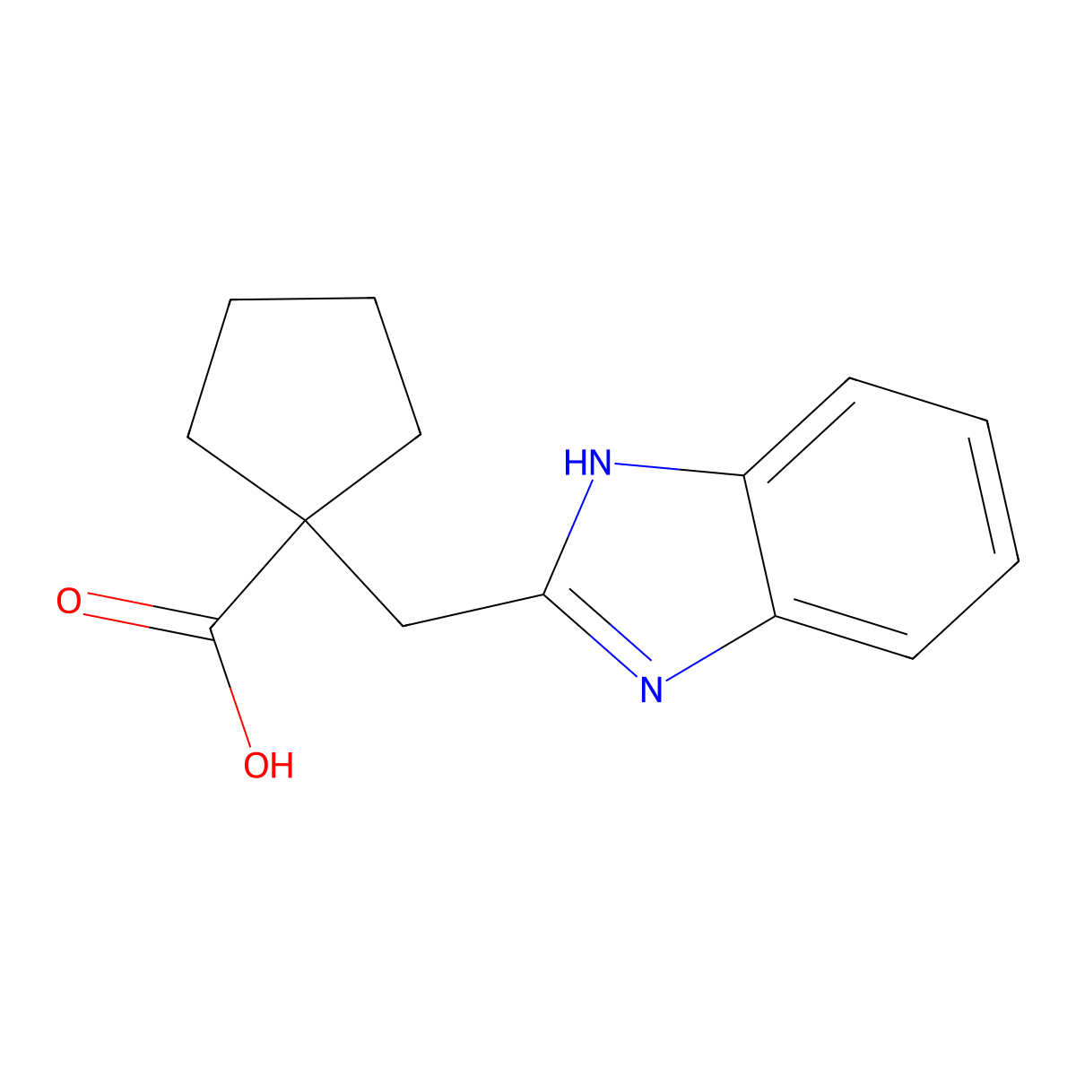1-(1H-benzimidazol-2-ylmethyl)cyclopentanecarboxylic acid molecular structure, CAS 852399-56-5