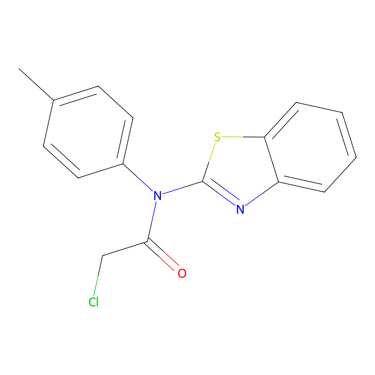 N-(1,3-benzothiazol-2-yl)-2-chloro-N-(4-methylphenyl)acetamide molecular structure, CAS 852399-59-8