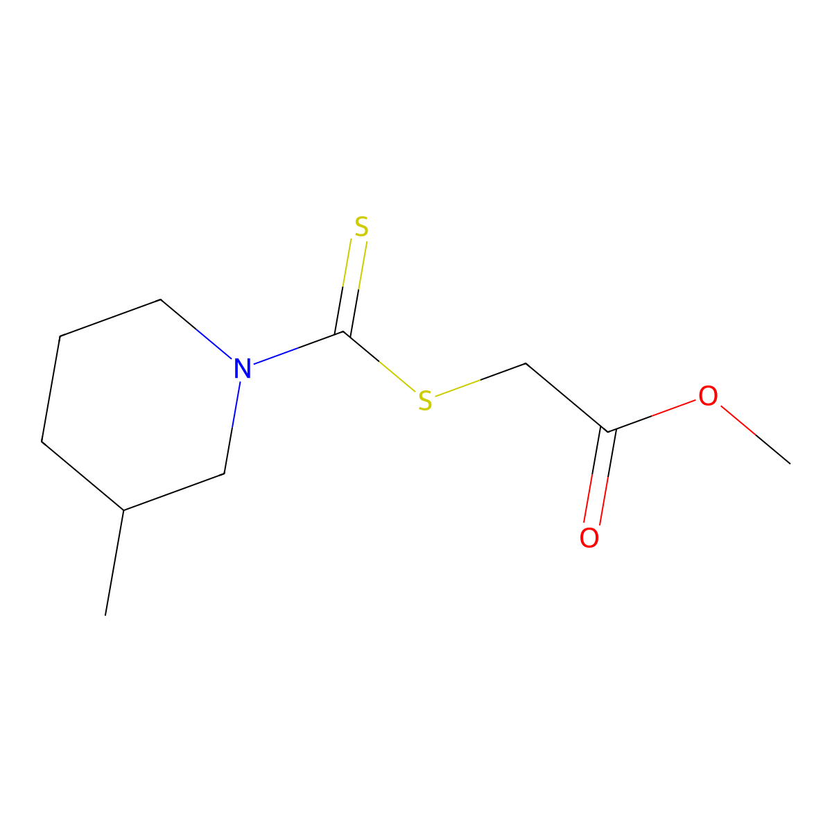 Methyl 2-(3-methylpiperidine-1-carbothioylsulfanyl)acetate molecular structure, CAS 852399-62-3